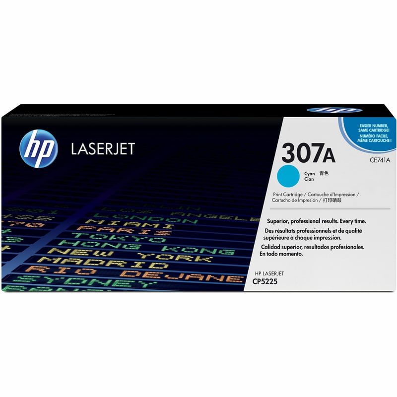 HP 307A (CE741A) Original Laser Toner Cartridge - Single Pack - Cyan - 1 Each - Thumbnail 1