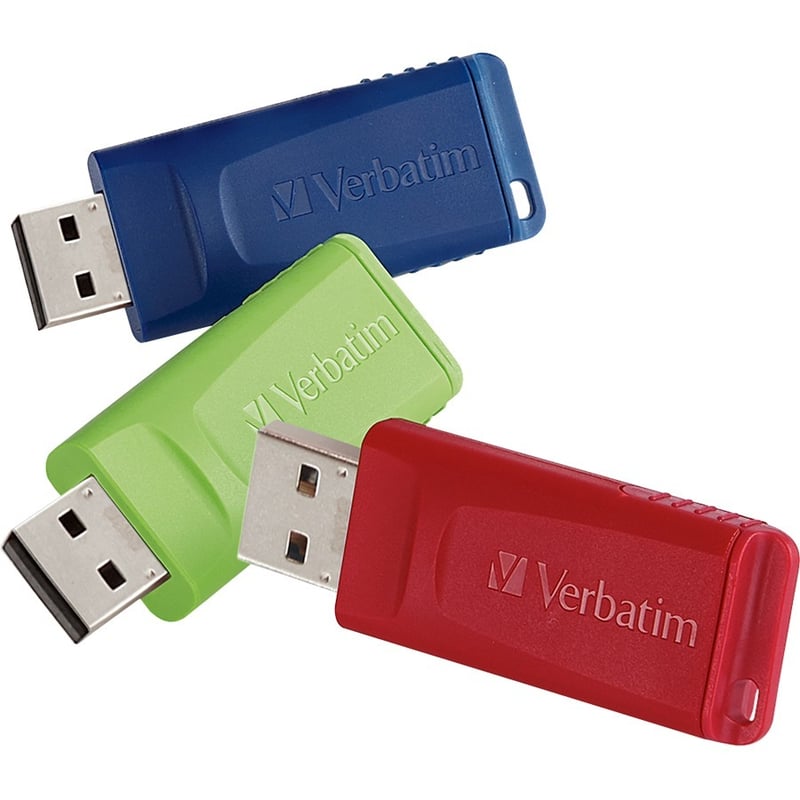 8GB Store 'n' Go USB Flash Drive - 3pk - Red, Green, Blue - Thumbnail 1