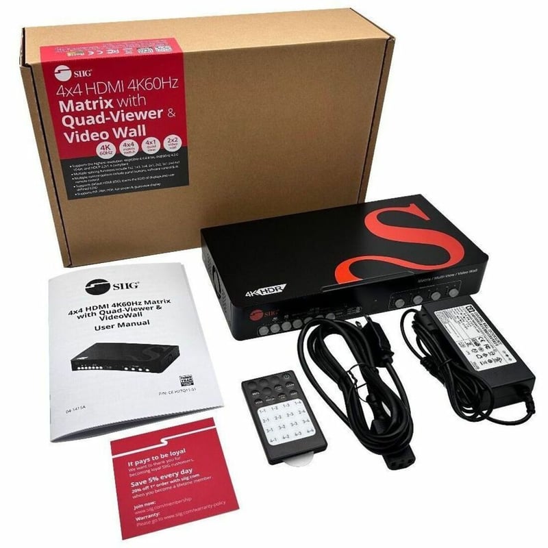 SIIG AVPRO 4x4 HDMI 4K60Hz Matrix with Quad-Viewer & VideoWall - Thumbnail 1