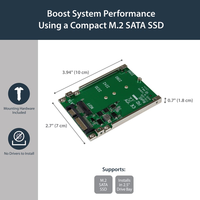 StarTech.com M.2 SATA SSD to 2.5in SATA Adapter Converter - Thumbnail 4