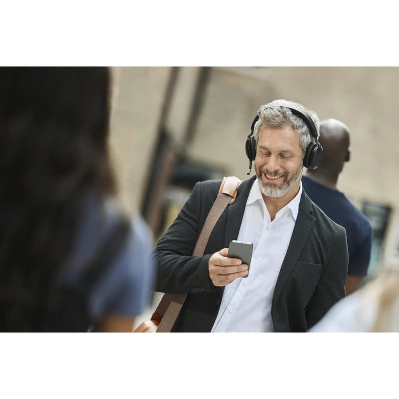 Jabra Evolve2 75 Wireless On-ear Stereo Headset - USB-C - For MS Teams - Black - Binaural - Ear-cup - 3000 cm - Bluetooth - 20 Hz to 20 kHz - MEMS Technology Microphone - Noise Cancelling - Thumbnail 4