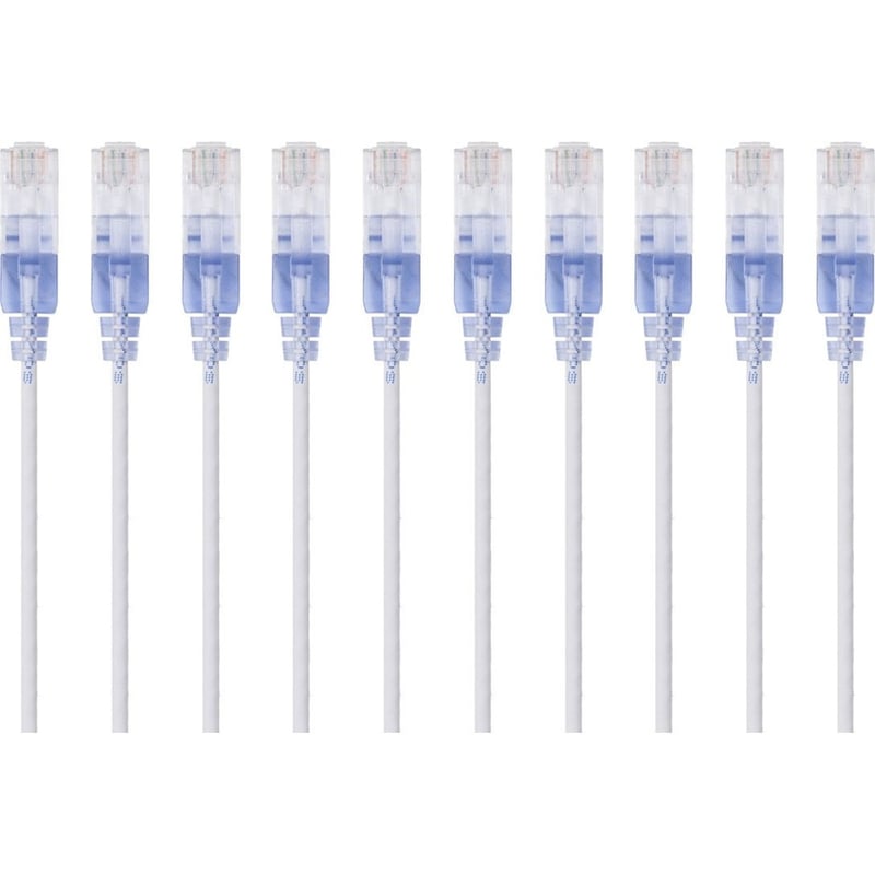 SLIM CAT6A PATCH CABLE_10PK_ 14FT WHITE - Thumbnail 1