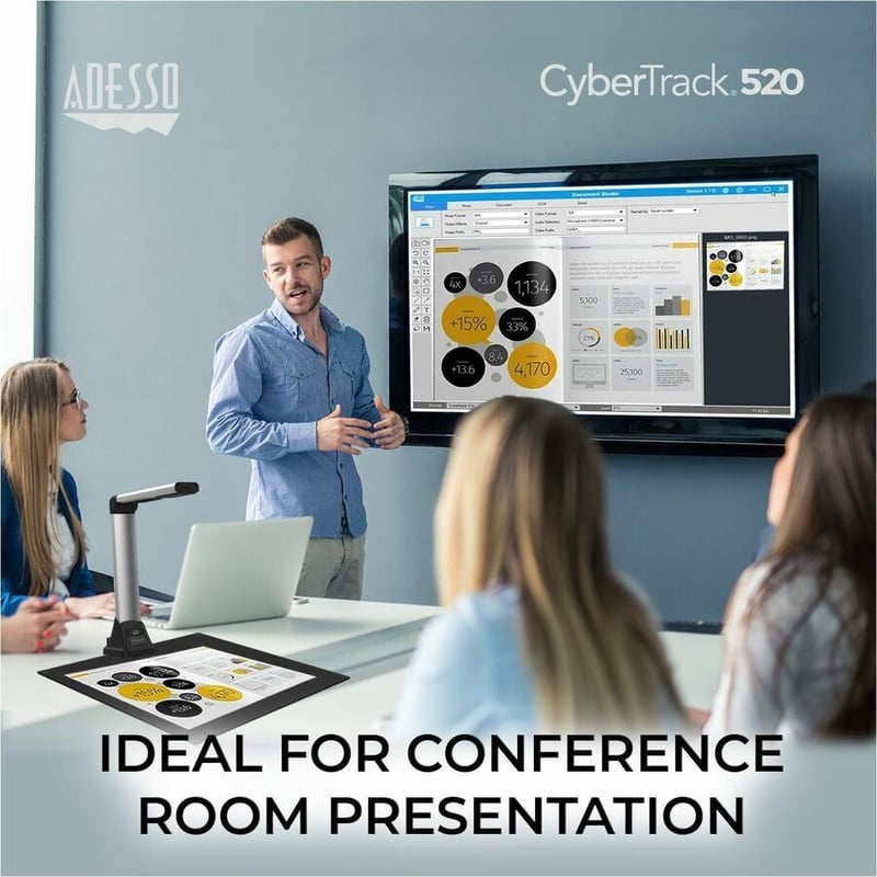 Adesso 5 Megapixel Fixed-Focus A4 Document Camera Scanner with OCR Text Recognition - Thumbnail 2