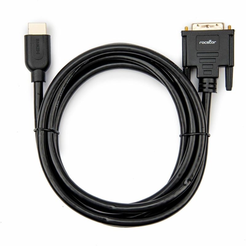 Rocstor Premium HDMI to DVI-D Cable - M/M - 6 ft - 1 x DVI-D Male - 1 x Male HDMI - Thumbnail 1