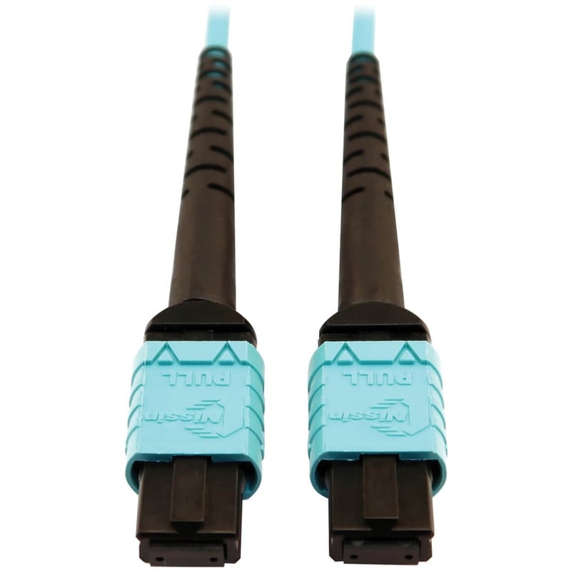 Eaton Tripp Lite Series 400G Multimode 50/125 OM4 Plenum-Rated Fiber Optic Cable, 24F MTP/MPO-PC (F/F), Aqua, 10 m - Thumbnail 1