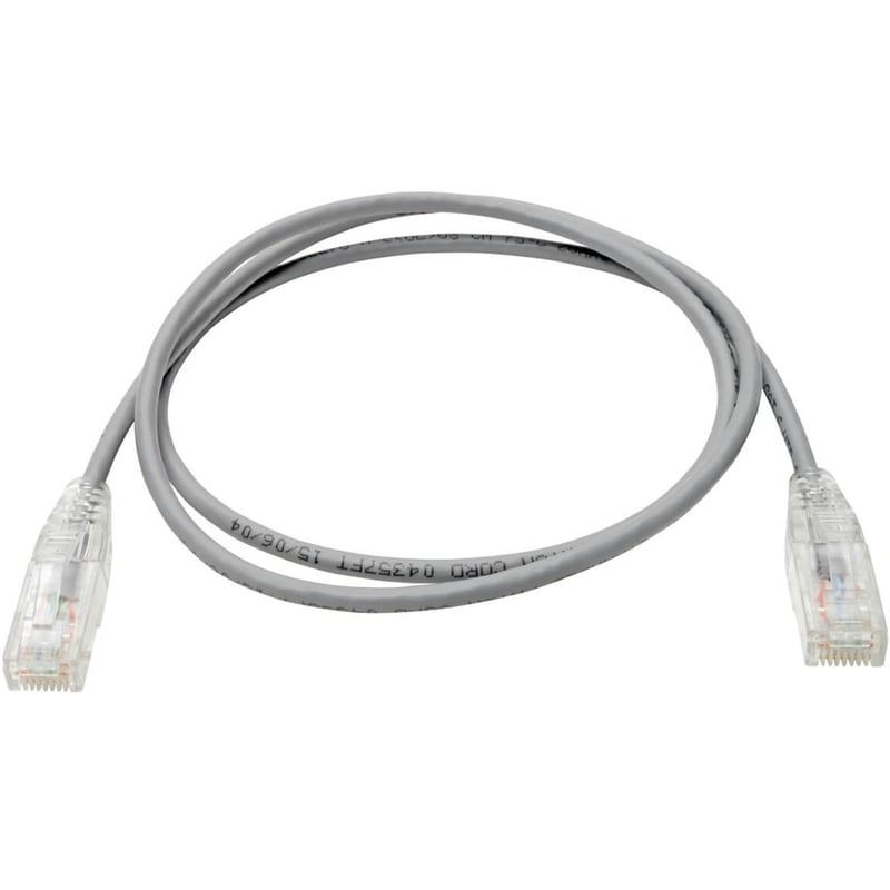 Eaton Tripp Lite Series Cat6 Gigabit Snagless Slim UTP Ethernet Cable (RJ45 M/M), PoE, Gray, 2 ft. (0.61 m) - Thumbnail 2