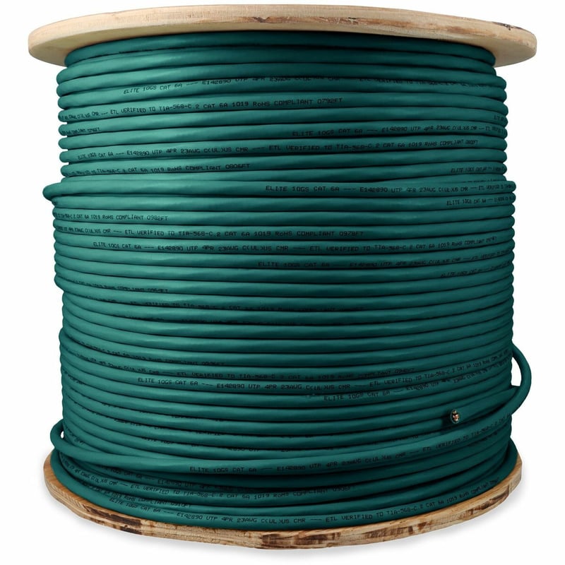 AddOn 500ft Non-Terminated Green CAT 6A PVC Bulk Cable - Thumbnail 1