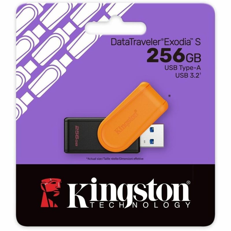 256GB PORTABLE USB 3.2 GEN 1 DATATRAVELER EXODIA S BLK/ORANGE - Thumbnail 2