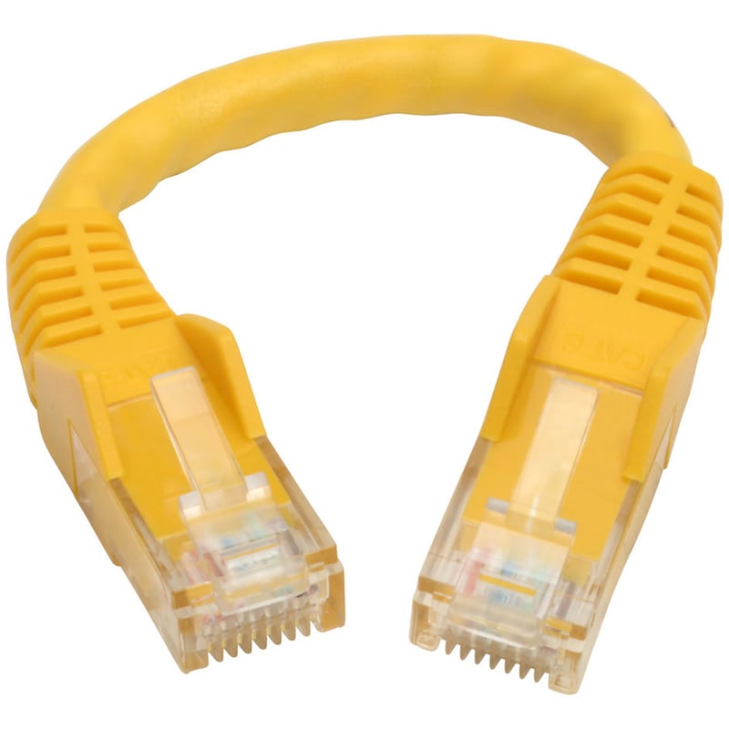 6IN CAT6 YELLOW UTP GIGABIT SNAGLESS MOLDED M/M RJ45 PATCH CABL - Thumbnail 2