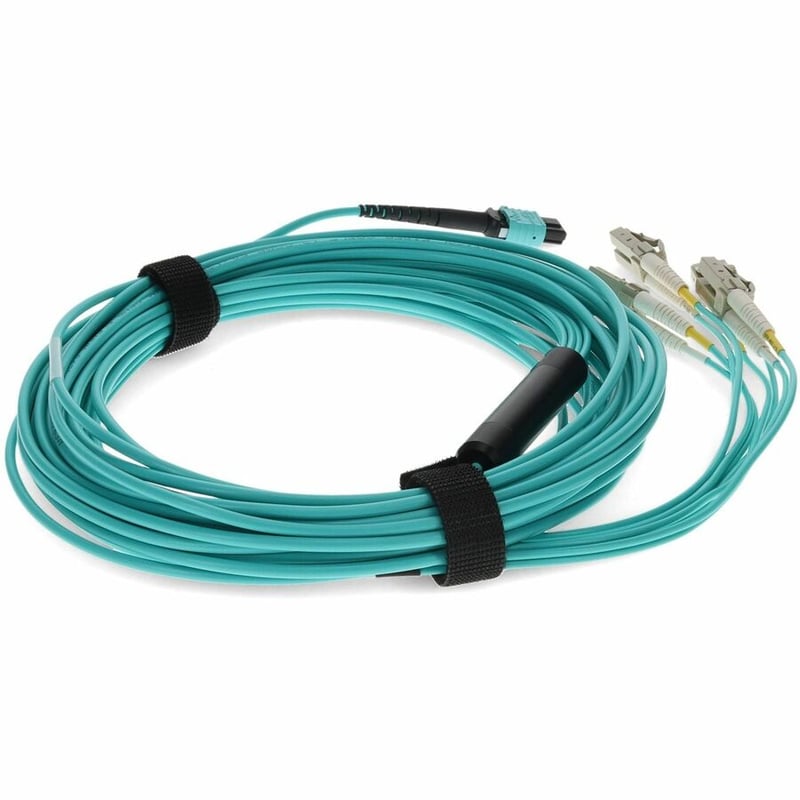 AddOn 1m MPO/UPC to 4xLC/UPC Duplex Aqua OM4 OFNP (Plenum-Rated) 8-Strand Fiber Fanout Cable - Thumbnail 5