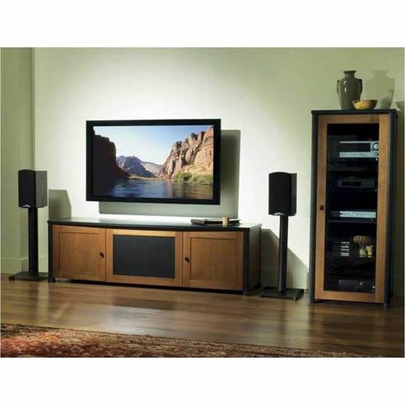 Sanus Steel Series Heavy-Duty Speaker Stand for Bookshelf Speakers - Sold as Pair - 26in Height - Black - Thumbnail 2