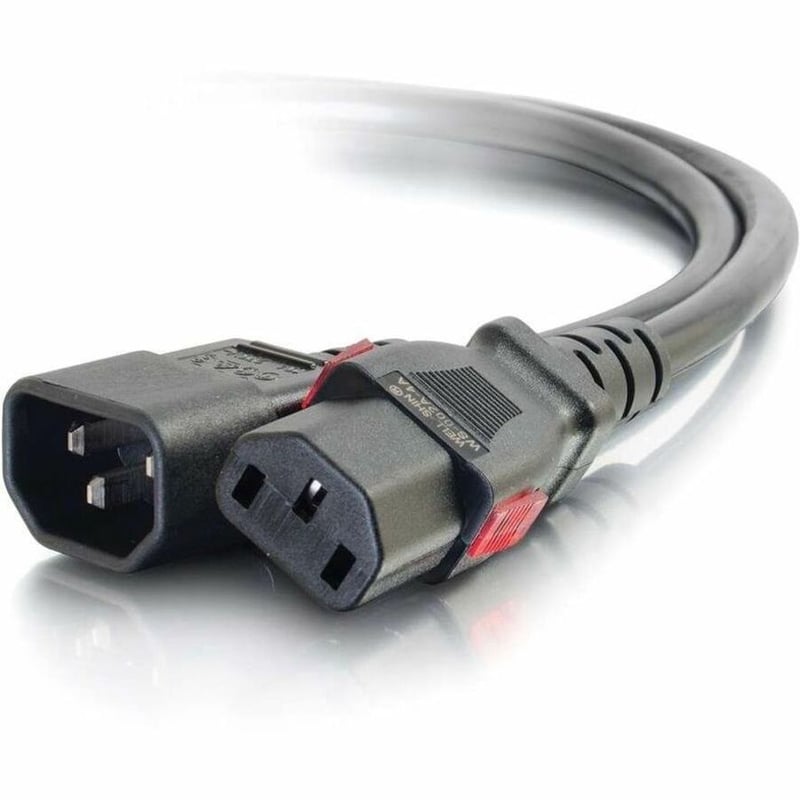C2G 3ft Locking C14 to C13 10A 250V Power Cord Black - Thumbnail 1