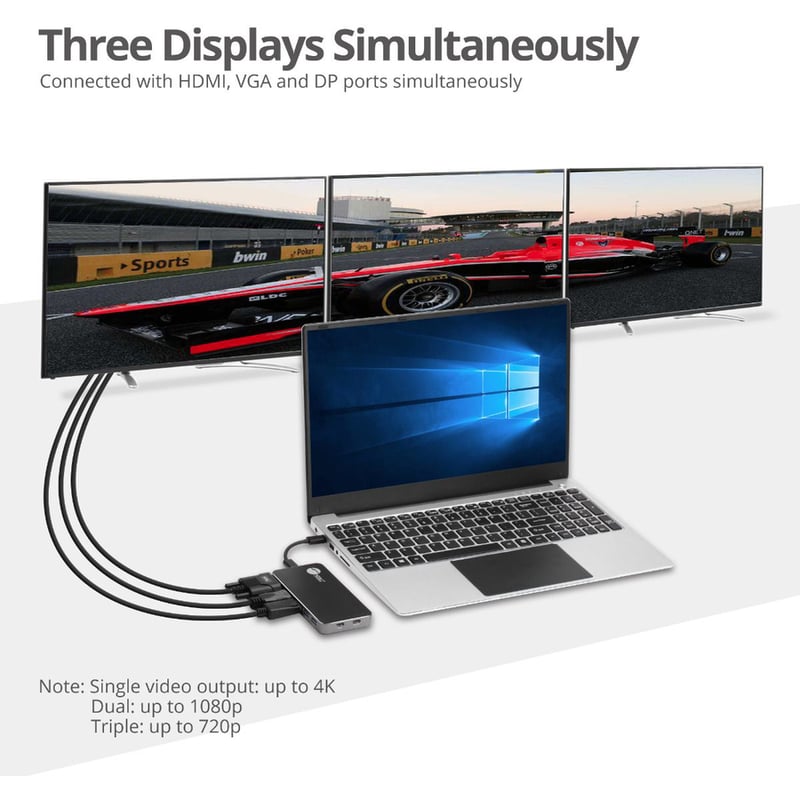 SIIG Triple Display USB-C MST Video Travel Docking with 100W PD Pass Through - Thumbnail 4