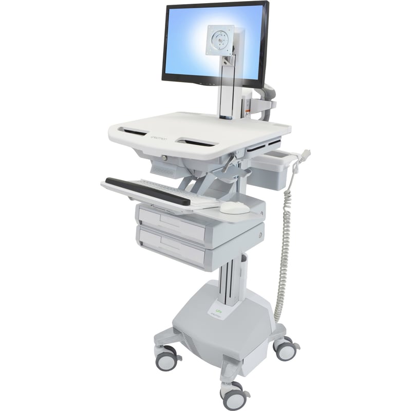 Ergotron StyleView Cart with LCD Pivot, LiFe Powered, 2 Drawers - Thumbnail 1