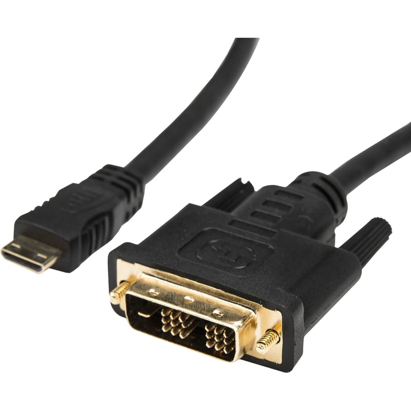 Rocstor Premium 6ft Mini HDMI to DVI-D Cable - M/M - DVI/HDMI for Audio/Video Device, Projector, Notebook, Tablet PC, Camera - 6ft - 1 Pack - 1 x HDMI (Mini Type C) Male Digital Audio/Video - 1 x DVI-D Male Digital Video - Gold Pl - Thumbnail 2