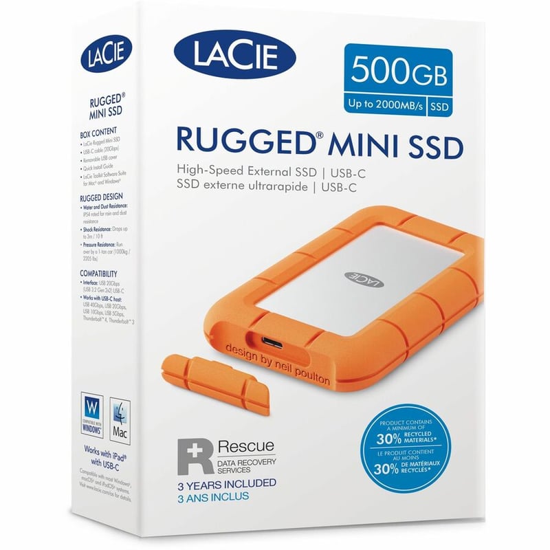 LaCie 500 GB Rugged Solid State Drive - 2.5" External - Thumbnail 4