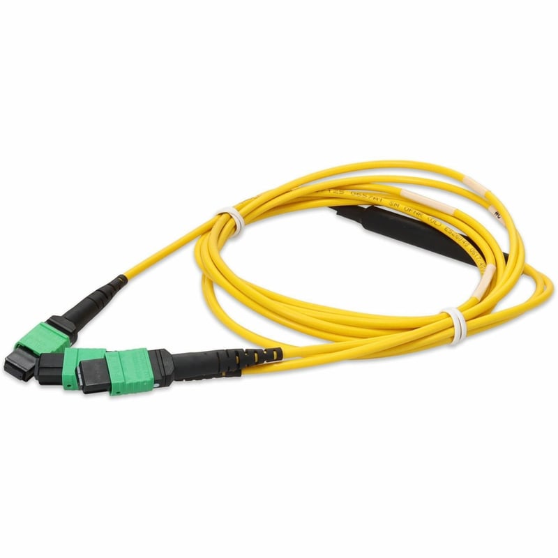 AddOn 2m MPO/APC to 2xMPO/APC Yellow OS2 OFNR (Riser-Rated) 16-Strand SMF Fiber Fanout Cable - Thumbnail 1