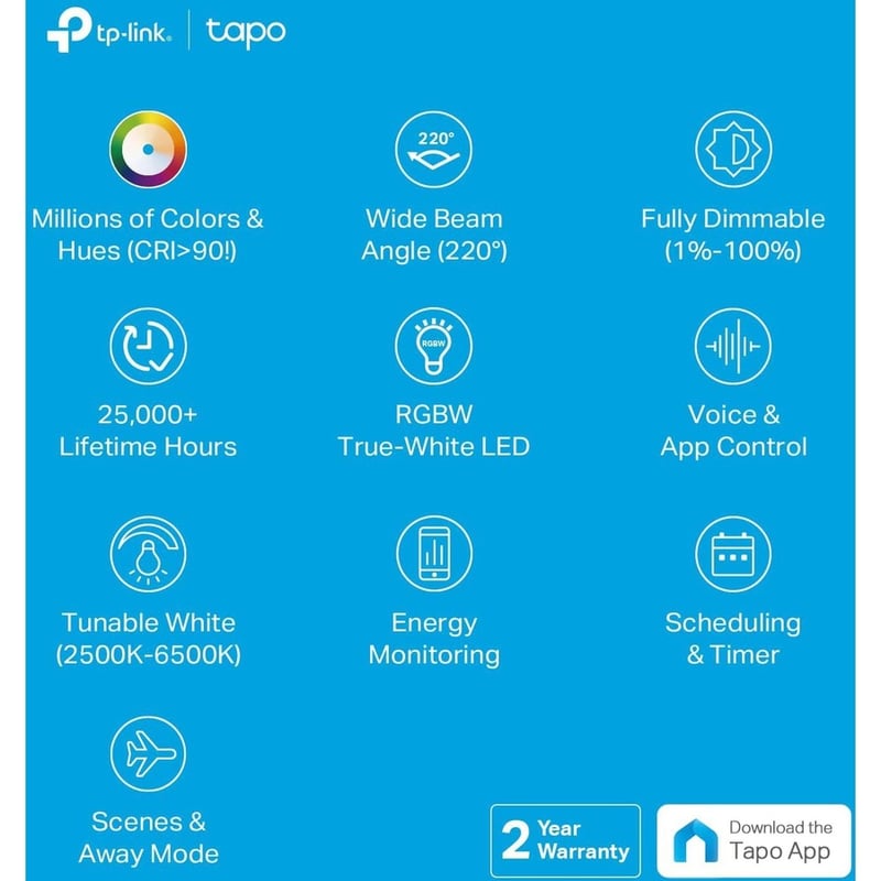Tapo Smart Wi-Fi Light Bulb, Multicolor - Thumbnail 2