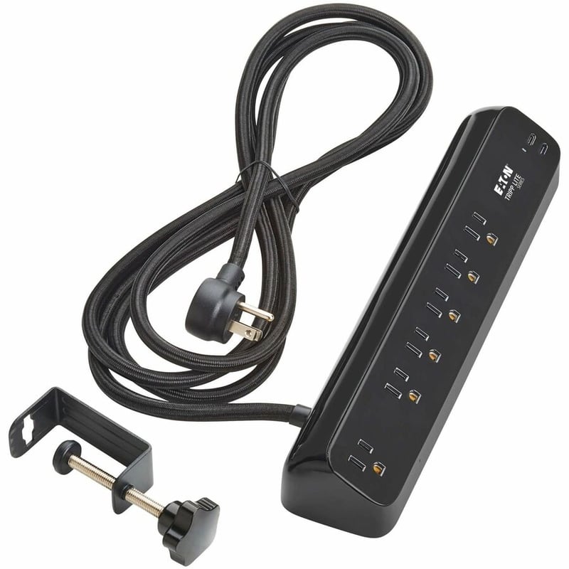 6OUTLET SURGE PROTECTOR 2 USB-C 5-15R 30W PD DESK CLAMP 10FT CORD - Thumbnail 3