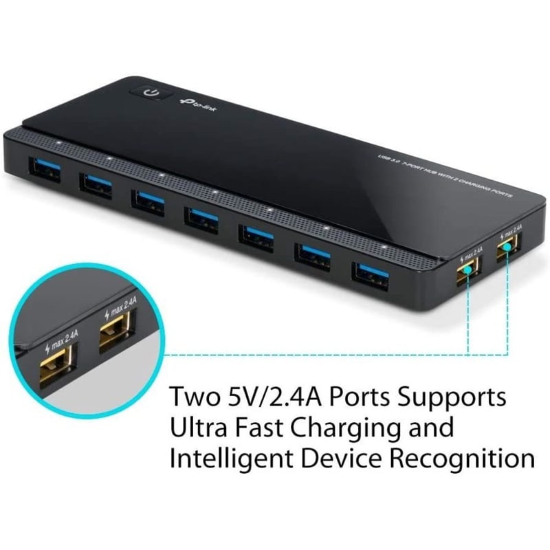 TP-Link UH720 - Powered USB Hub 3.0 with 7 USB 3.0 Data Ports and 2 Smart Charging USB Ports - Thumbnail 5