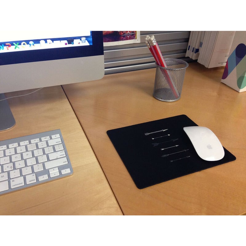 OTM Hipster Prints Black Mouse Pad, Shooting White Arrows - Thumbnail 2