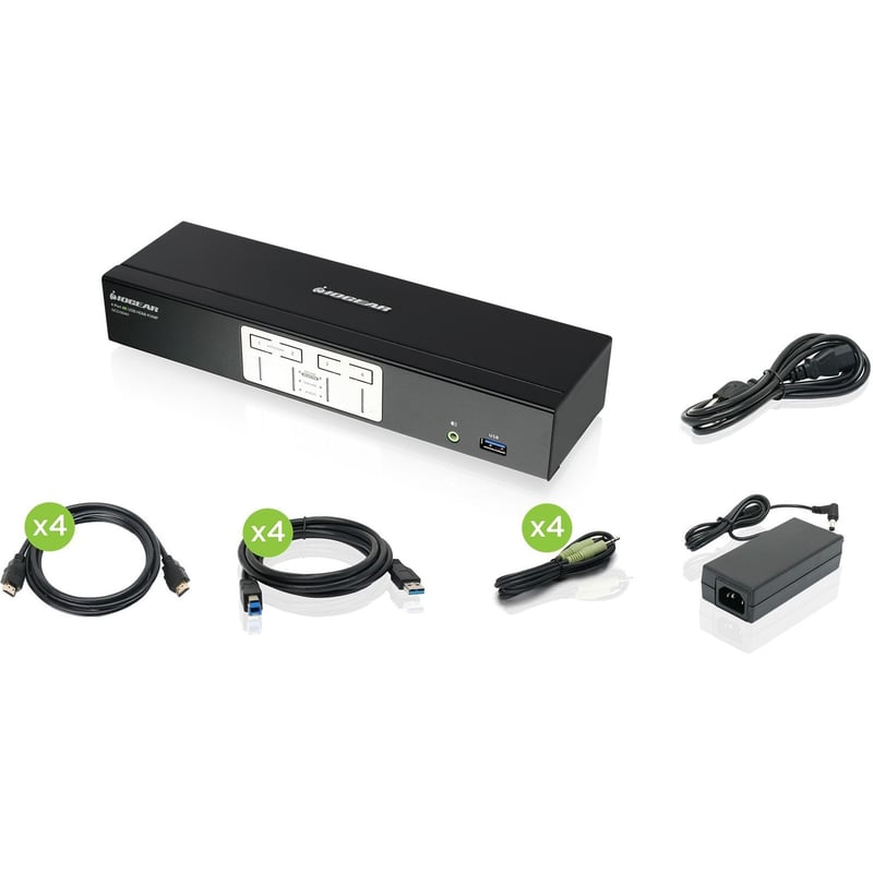 IOGEAR 4-Port 4K KVMP Switch with HDMI Connection, USB 3.0 Hub, and Audio (TAA) - Thumbnail 1