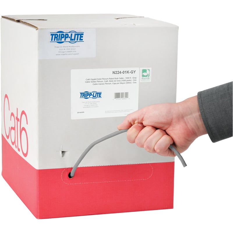 Eaton Tripp Lite Series Cat6 Gigabit Solid Core Plenum-Rated UTP CMP PVC Bulk Ethernet Cable, Gray, 1000 ft. (304.8 m) - Thumbnail 5