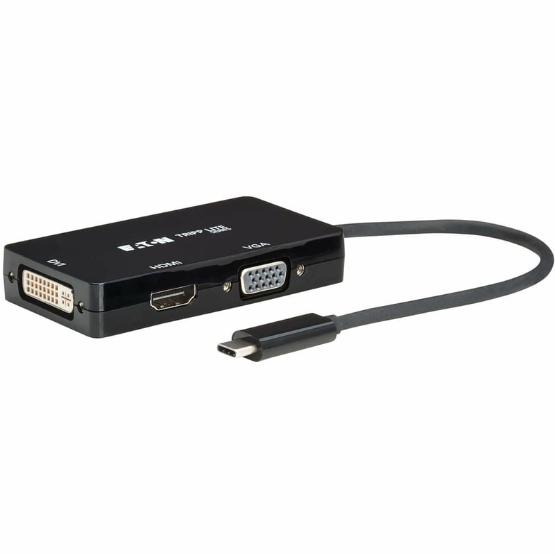 USB C MULTIPORT ADAPTER M/3XF 4K HDMI 1080P VGA + DVI PORTS BLACK - Thumbnail 1