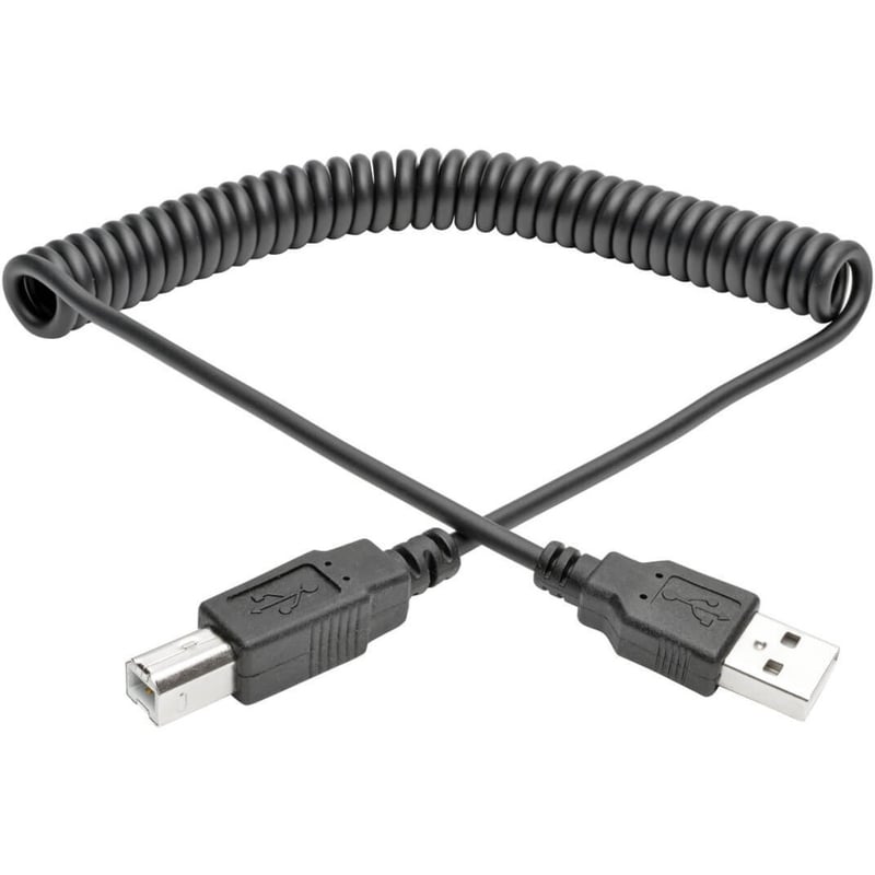 Eaton Tripp Lite Series USB 2.0 A to B Coiled Cable (M/M), 10 ft. (3.05 m) - Thumbnail 1