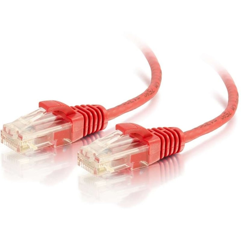 C2G 3ft Cat6 Snagless Unshielded (UTP) Slim Ethernet Cable - Cat6 Network Patch Cable - PoE - Red - Thumbnail 1