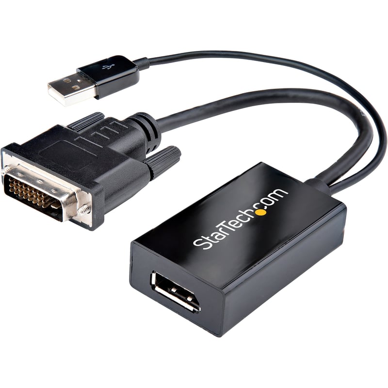 StarTech.com DVI to DisplayPort Adapter with USB Power - DVI-D to DP Video Adapter - DVI to DisplayPort Converter - 1920 x 1200 - Thumbnail 1