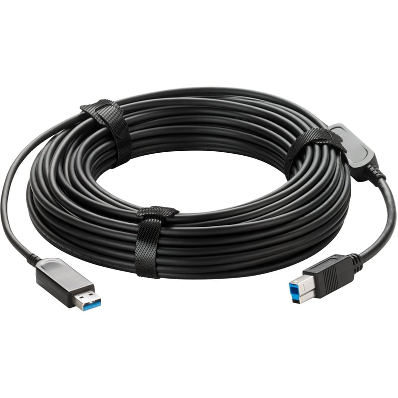 Vaddio 49ft USB 3.2 B to USB A Active Optical Cable - Plenum Rated - Black - Thumbnail 1