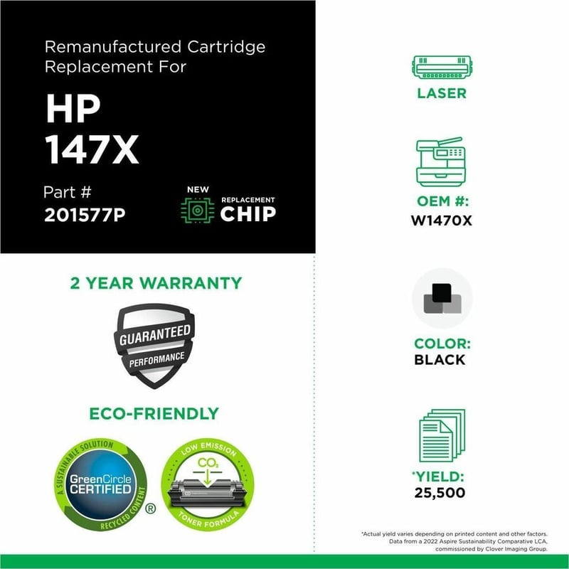 Clover Imaging Remanufactured High Yield Toner Cartridge (New Chip) for HP 147X (HP W1470X) - Thumbnail 3