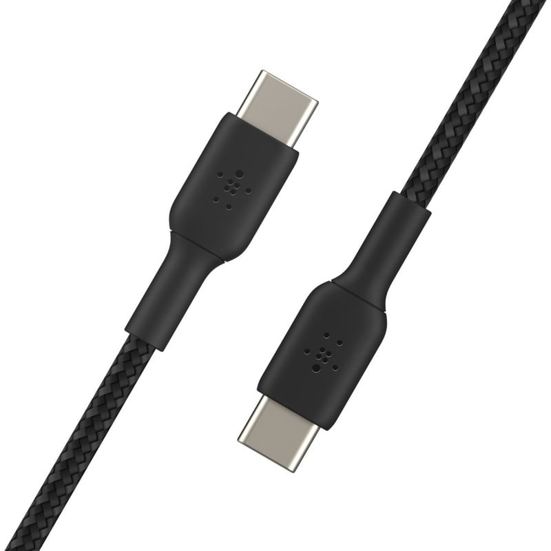 Belkin 60W USB-C to USB-C Cable - 480 Mbps - Nylon, Braided - M/M - 2m/6.6ft - Black - Thumbnail 4