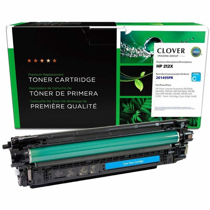 Clover Imaging Remanufactured High Yield Cyan Toner Cartridge (Reused OEM Chip) for HP 212X (W2121X) - Thumbnail 1