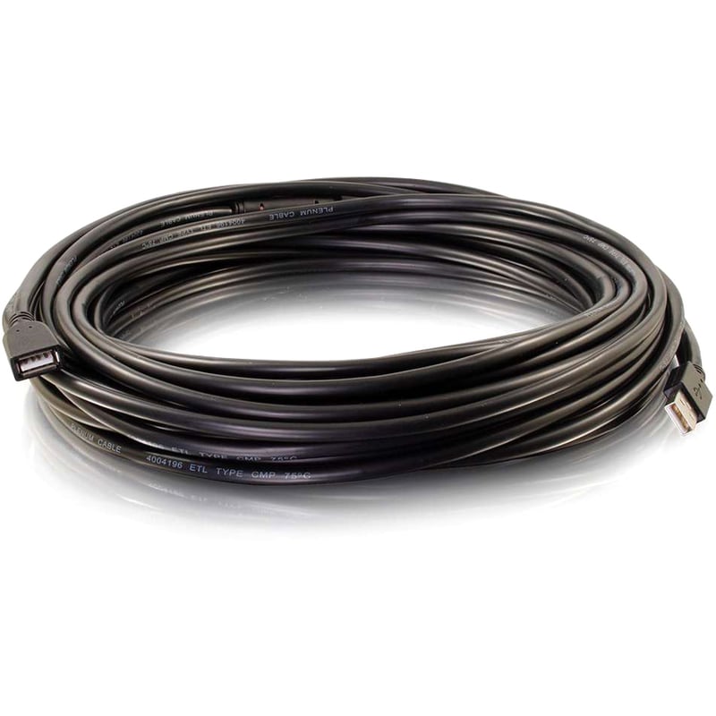 C2G 50ft USB 2.0 A Active Extension Cable - M/F Plenum - USB Extension - Thumbnail 2