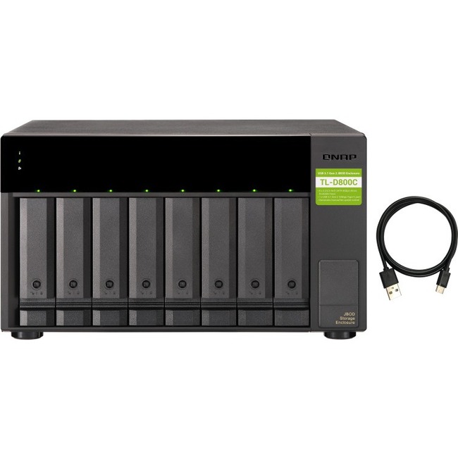 QNAP TL-D800C Drive Enclosure SATA/600 - USB 3.2 (Gen 2) Type C Host Interface Tower - Thumbnail 1