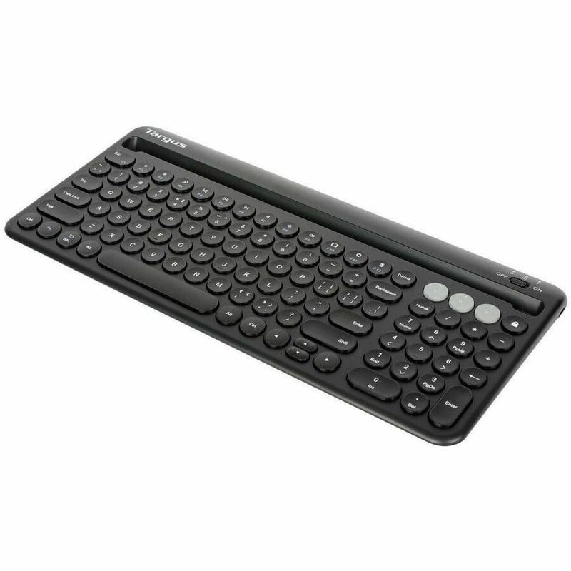 Multi-Device Bluetooth Antimicrobial Keyboard with Tablet/Phone Cradle