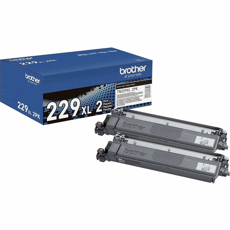 Brother Genuine TN229XL2PK High-yield Black Toner Cartridge Twin-Pack - Thumbnail 1