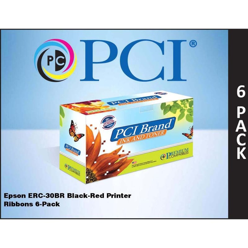 PCI BRAND COMPATIBLE EPSON ERC-30BR, ERC34BR ERC38BR BLACK AND RED RIBBONS (BOX - Thumbnail 2