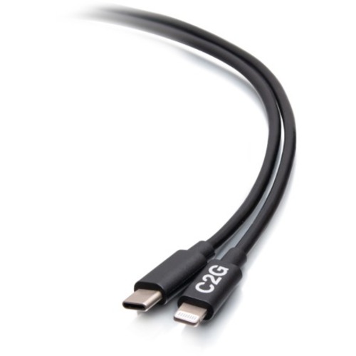 C2G 10ft USB-C Male to Lightning Male Sync and Charging Cable - Black - Thumbnail 1
