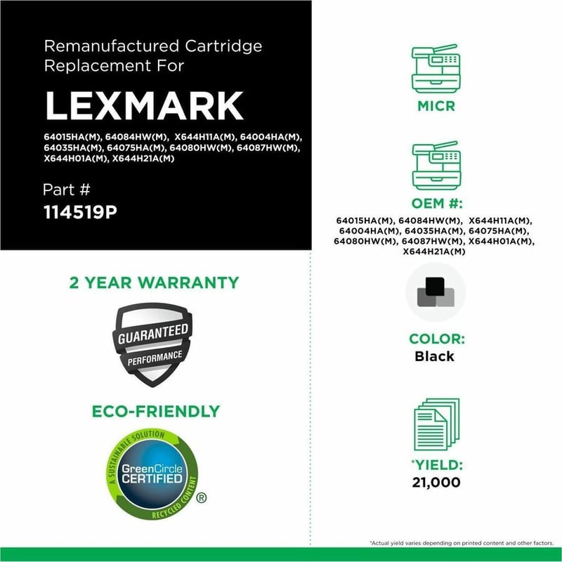 Clover Imaging Remanufactured High Yield MICR Toner Cartridge for Lexmark T640/T642/T644/X642/X644/X646 - Thumbnail 3