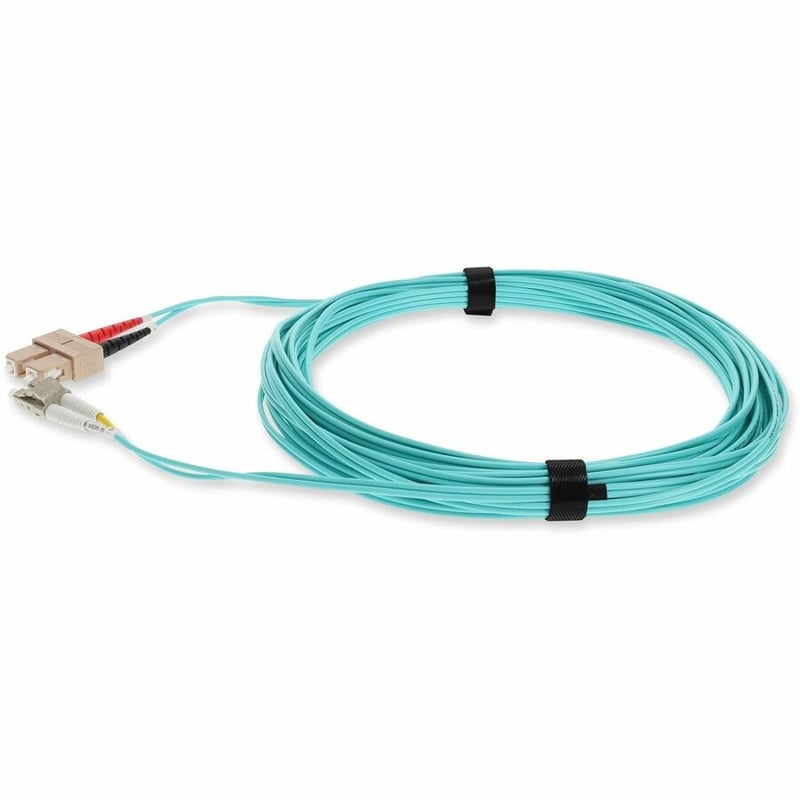 AddOn 0.5m SC to LC Aqua OM3 Duplex OFNR (Riser-Rated) Fiber Patch Cable - Thumbnail 2