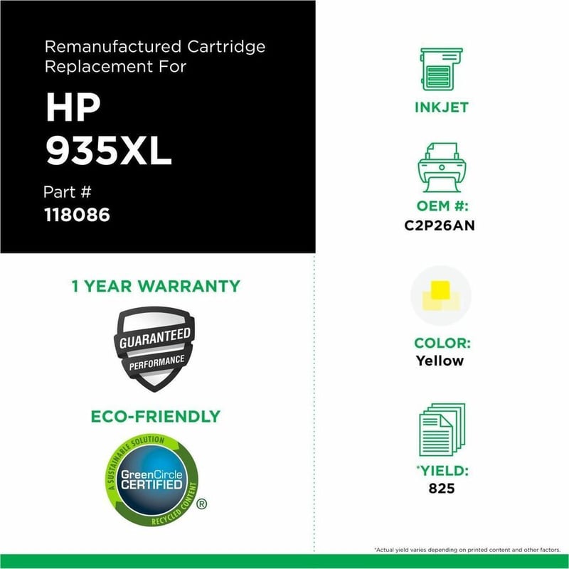 Clover Imaging Remanufactured High Yield Yellow Ink Cartridge for HP 935XL (C2P26AN) - Thumbnail 3