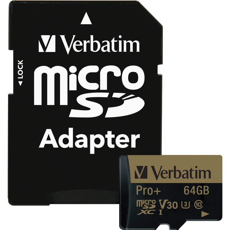 64GB Pro Plus 600X microSDHC Memory Card with Adapter, UHS-I V30 U3 Class 10 - Thumbnail 1
