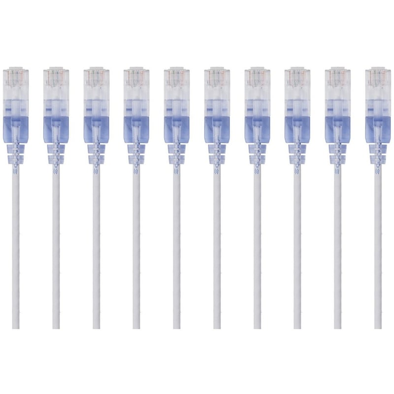 SLIM CAT6A CABLE - 10PK 1FT WHITE - Thumbnail 1