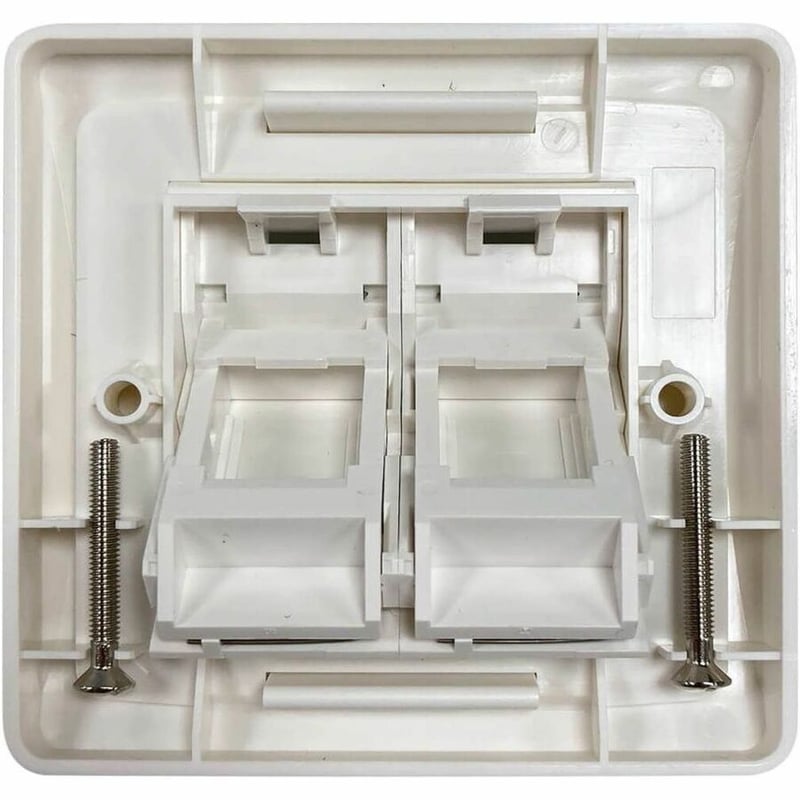 Eaton Tripp Lite Series 2-Port UK-Style Wall Plate, Unloaded Shuttered Angled Module, White, TAA - Thumbnail 2