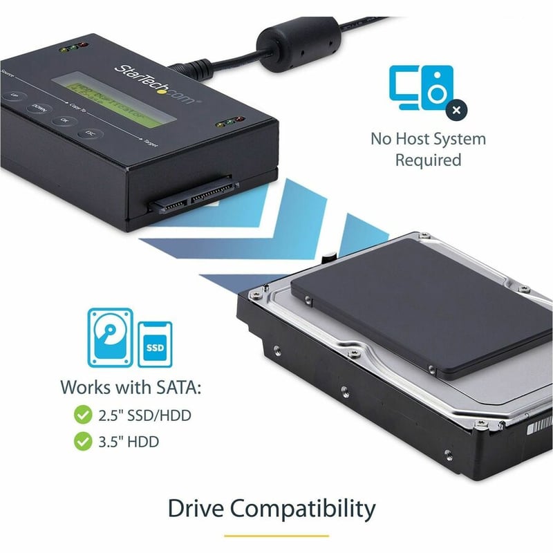 StarTech.com 1:1 Standalone Hard Drive Duplicator & Eraser, SATA HDD / SSD Disk Cloner / Copier / Wiper / Sanitizer, TAA Compliant - Thumbnail 4