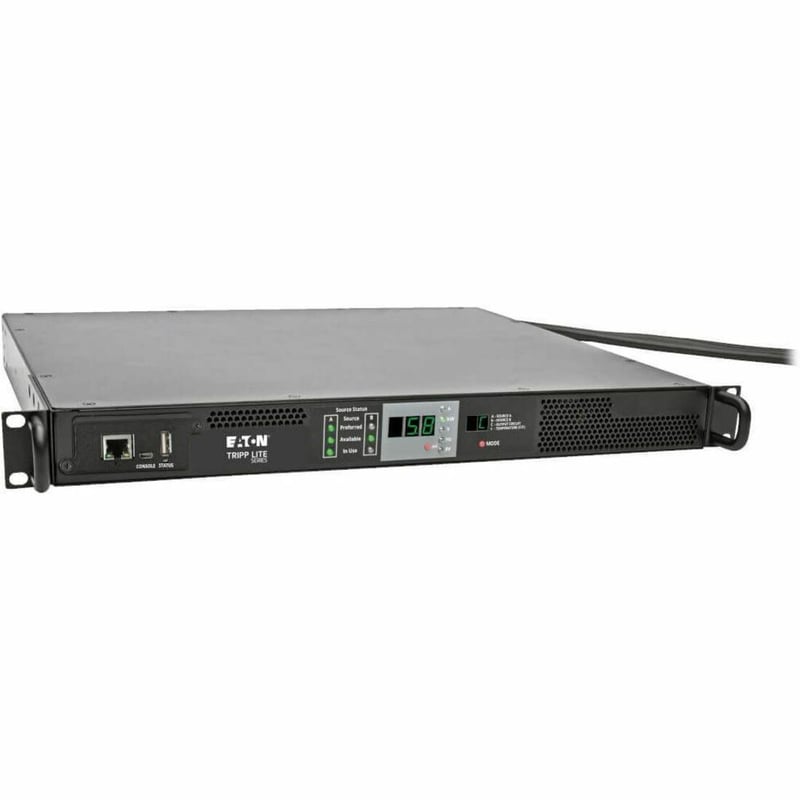 Tripp Lite by Eaton PDU 5.8kW Single-Phase Monitored Automatic Transfer Switch PDU 2 200-240V 30A L6-30P Inputs 1 L6-30R Outlet 1U - Thumbnail 1