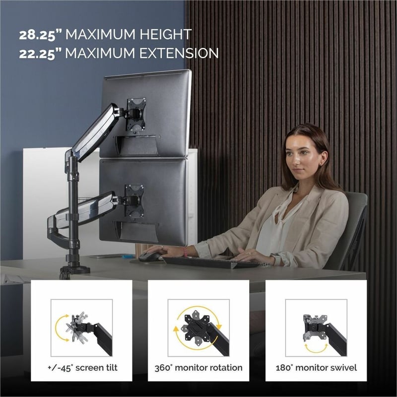 Fellowes Platinum Series Dual Stacking Monitor Arm - Thumbnail 3